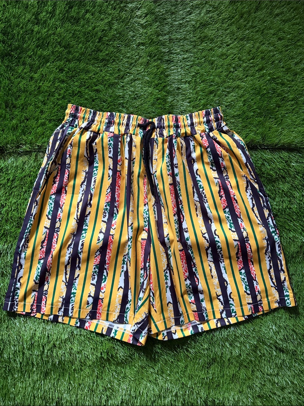 Men's Yellow Striped Swim Shorts
